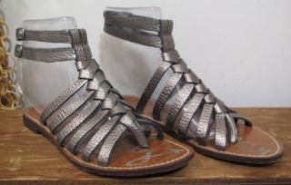EDELMAN Womens Pewter Silver Gladiator Strappy GRECO Sandals Shoes 7.5