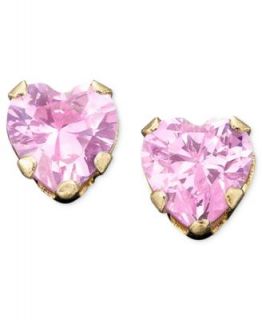 CRISLU Childrens Earrings, Platinum Over Sterling Silver Heart Pink
