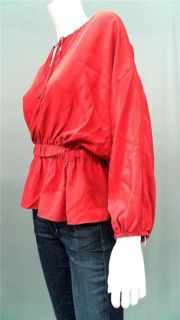Aaron Ashe Michael Misses M Blouse Top Nileriv Red Solid 3 4 Sleeve