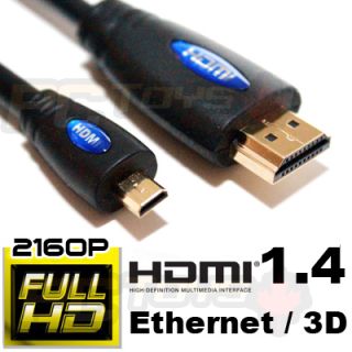 6ft Micro HDMI 1 4 HighSpeed Cable Support 3D Ethernet