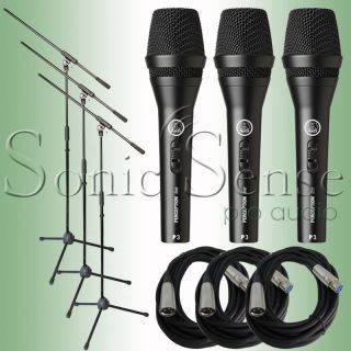 AKG P3 s Three Pack Microphone Mic Stands Cables 3 Pack P3S New Extend