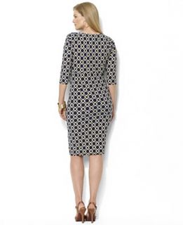 NEW Lauren Ralph Lauren Plus Size Dress, Three Quarter Sleeve Geo