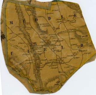 Antique Wall Map Fragment Middlefield MA Massachusetts