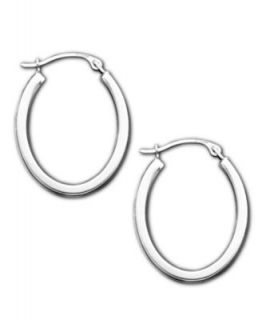 10k White Gold Earrings, Small Gradual Oval Hoop Earrings   Earrings