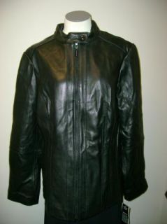 Michael Kors Womans Strap Collar Leather Jacket Black