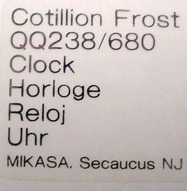 Mikasa Crystal Cotillion Frost QQ238 pttrn Clock