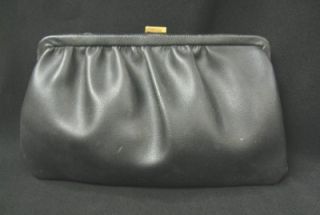 Vintage Black Leather Millay Clutch Bag Purse Handbag
