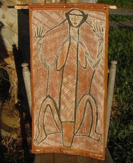 Vintage Aboriginal Mimi Spirit Bark Painting Primitive Tribal Earth