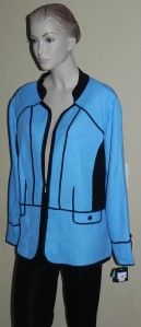 Ming Wang Blue Black Jacket Plus Size 2X