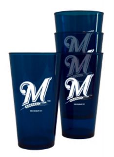 Milwaukee Brewers MLB Baseball Set of 4 Plastic Pint Glasses