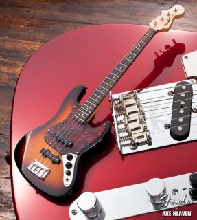 New Mini Replica Miniature Fender Jazz Bass Guitar Display Gift Stand