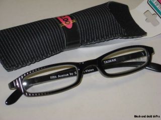 Black Grey Strip Retro Glasses Eyeglasses Case 2 00