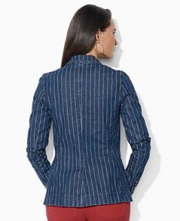 NEW Lauren Jeans Co. Jacket, Three Quarter Sleeve Pin Stripe Denim
