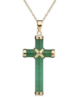 14k Gold Pendant, Jade Cross   Necklaces   Jewelry & Watches