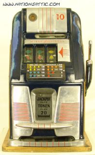 1948 Mills Token Bell 10c Original Hightop Antique Slot Machine