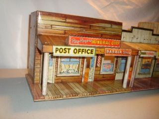 Vintage 1950W Marx Roy Rogers Mineral City Playset Building Tin Toy