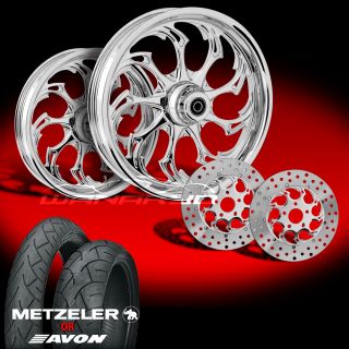 Widow Chrome 21 Wheels Tires Dual Rotors for 2009 13 Harley Touring
