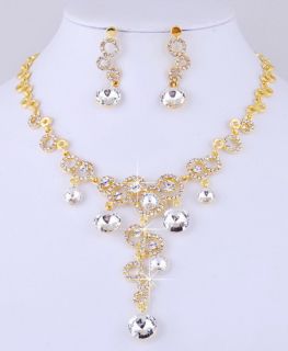 Set Bib Choker Huge Necklace Earrings Gold Silver Options