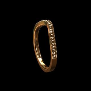 Solid 14k Pink Gold Curved Milgrain Wedding Band Ring