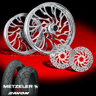 Alien Chrome 21 Wheels Tires Dual Rotors for 2009 13 Harley Touring