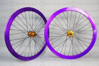 Velocity B43 Track Wheels Purple Gold Fixed Gear Deep V