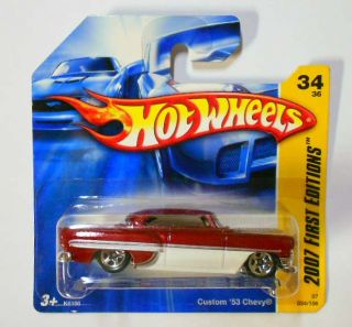 HOT WHEELS 2007 #36 FIRST ED CUSTOM 53 CHEVY DK RED W/ 5SPS MINT ON