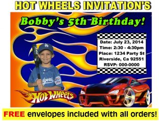 Hot Wheels Cars Birthday Party Invitations Scratch Off Custom