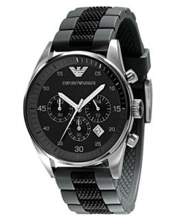 Emporio Armani Watch, Mens Chronograph Gray and Black Silicone Strap