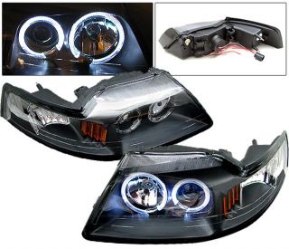 99 04 Ford Mustang Black Halo Projector Headlights Lamp