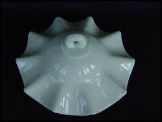 Old White Blown Glass Smoke Bell for Oil Lamp Crimped Rim