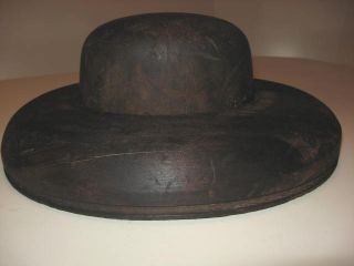 Antique Millinery Mens Mans Wood Hat Stretcher Block Brim Mold Marked