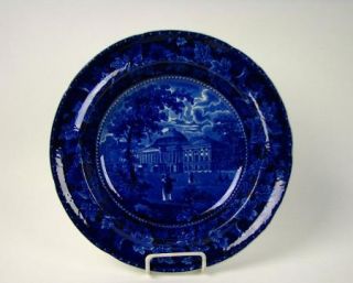 Historical Dark Blue Staffordshire Capitol Washington Plate by