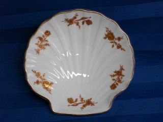 New Vintage Gold Flowers Shell Shaped Dish Limoges