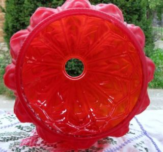 Antique Red Glass Parlor Oil Lamp Shade 10 1 2 Globe