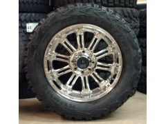 22x9.5 Chrome KMC XD Hoss Wheels w/Kumho MT KL71 37x13.5x22 Tires