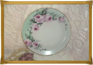 Exquisite Porcelain Plate Romantic Vintage Chic with Hand Painted Pink