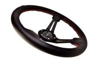 NRG 2 Deep Dish Series 350mm Racing Steering Wheel Black Leather w