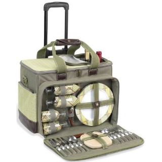 Deluxe 4 Person Picnic Cooler with Wheels Olive