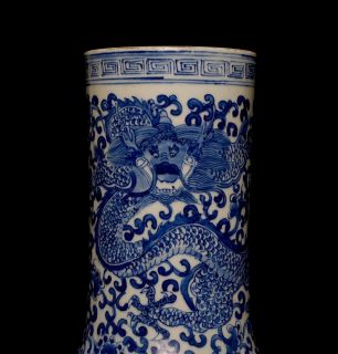 Large Chinese Antique 18th C Porcelain Blue and White Bottle Vase