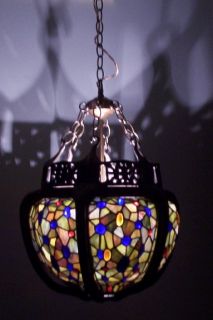 Art Nouveau Arts and Crafts Pendant Stained Glass Lamp