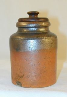 Antique Glazed Stoneware Lidded or Covered Canister