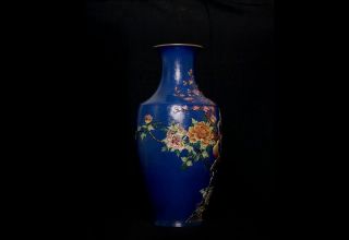 Large Antique Chinese Blue Famille Rose Gilt Vase 18th C Qing Signed