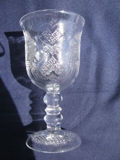 Avon Stem Wine Glass Goblet Raised Hearts Diamonds