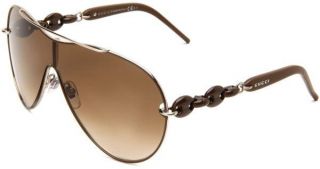 Women Sunglasses Brown Silver Rim Oversized 100 UV Protection