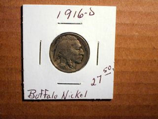 Buffalo Nickel 1916 D.GradeVery Good+.*Problemrim nick.