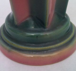 Futura Green & Pink Art Deco Star Pleated Vase 385 8 Excellent Cond