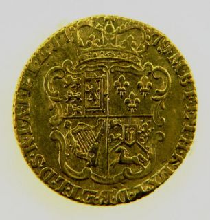 1779 George III Gold Half Guinea Coin. The War of Independence