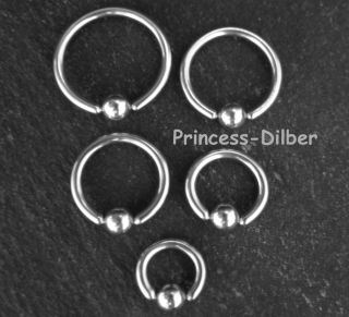 Klemmring Intim Brust Ring Ohr Piercing 1,2 x 6/8/10/11/12 mm