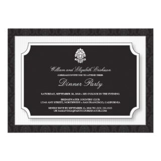 Elegant Damask Dinner Party Invitation (white)