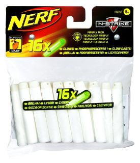 NERF N Strike Glow In The Dark Clip System Darts 16er Pack   perfekt